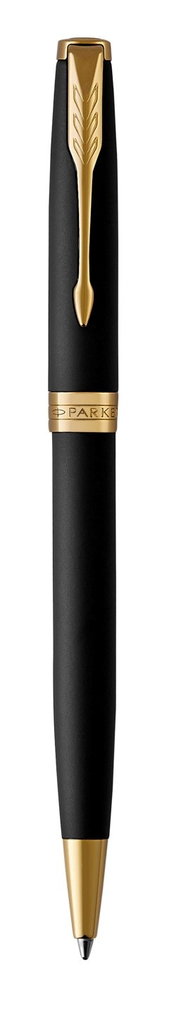PARKER Sonnet długopis Matte Black GT, matowo czarny ze złotymi wykończeniami, końcówka medium, czarny atrament, opakowanie prezentowe