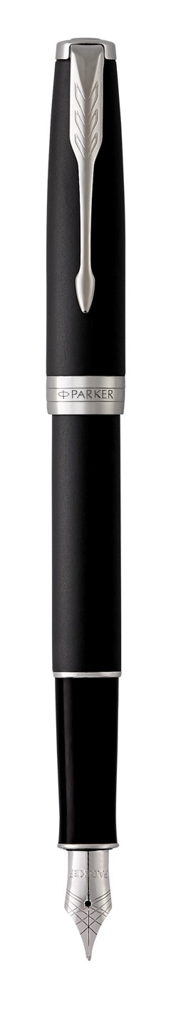 PARKER Sonnet pióro wieczne Matte Black CT, matowo czarne ze wykończeniami pokrytymi palladem, stalówka fine, opakowanie prezentowe