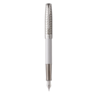 PARKER Sonnet  pióro wieczne Premium Metal & Pearl CT, perłowo biały werniks, stalówka medium 18k złoto, opakowanie prezentowe