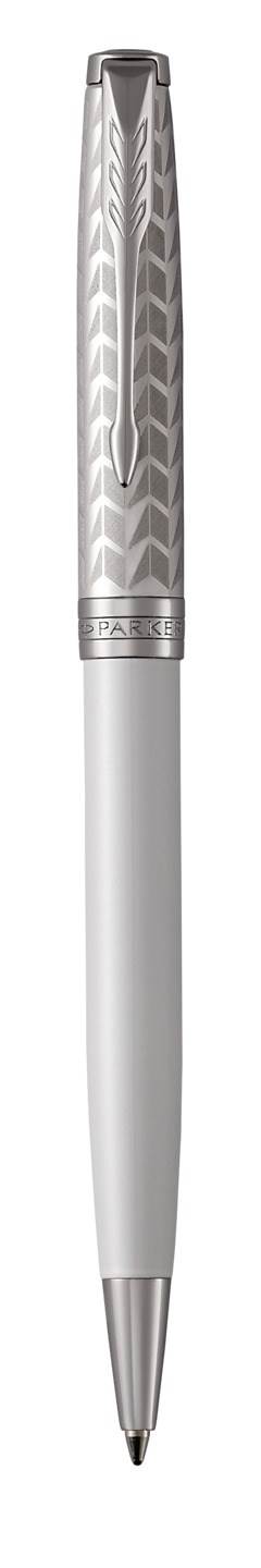 PARKER Sonnet długopis Premium Metal & Pearl CT, perłowo biały werniks, końcówka medium, czarny wkład, opakowanie prezentowe