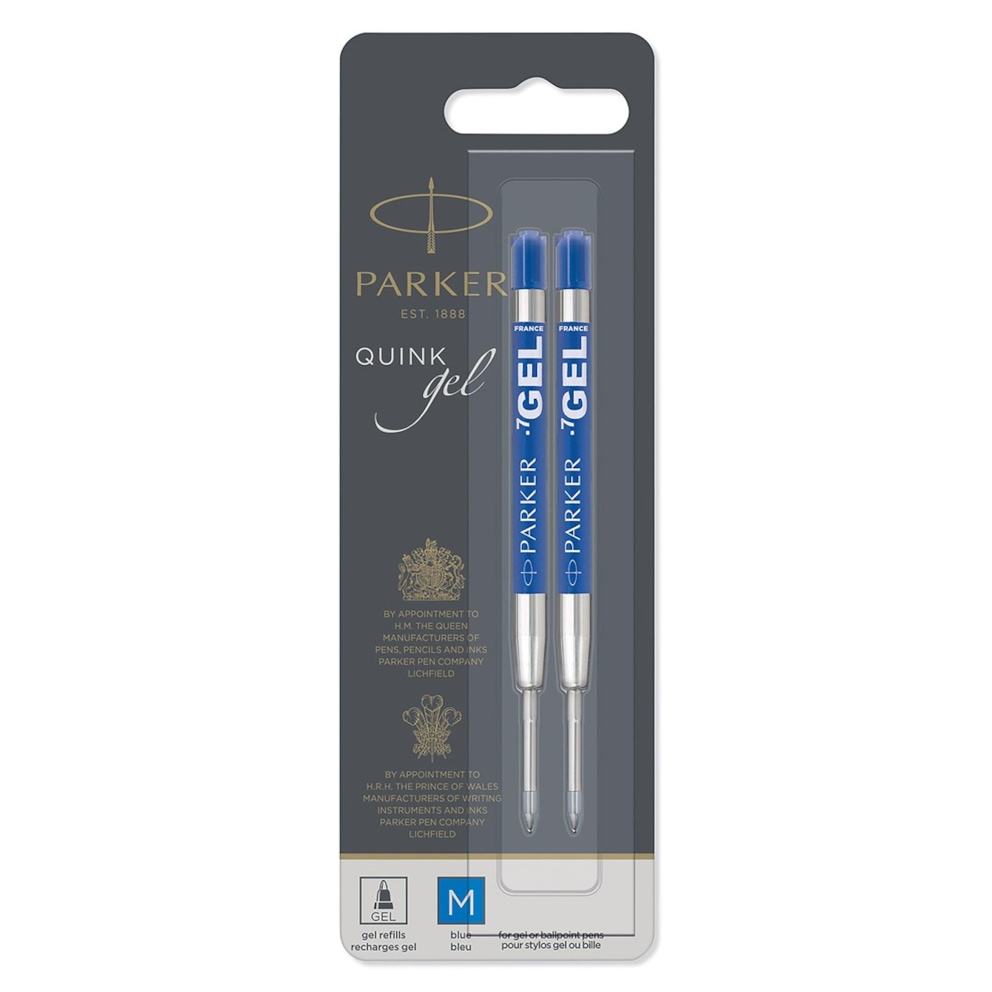 PARKER QUINK wkłady żelowe, końcówka medium (0,7 mm), niebieskie, 2 szt.