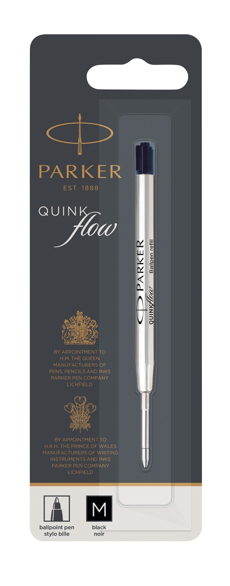 PARKER QUINKflow wkład do długopisu, końcówka medium, czarny, 1 szt.