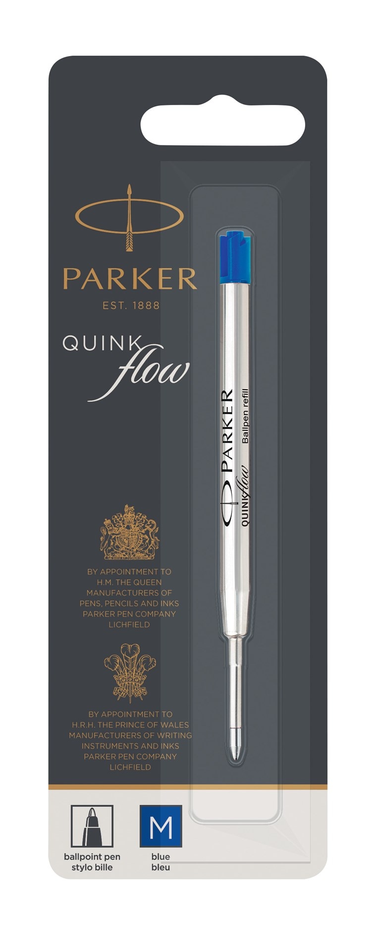 PARKER QUINKflow wkład do długopisu, końcówka medium, niebieski, 1 szt.