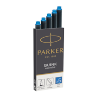 PARKER QUINK długie naboje do pióra wiecznego, atrament zmywalny niebieski, 5 szt.