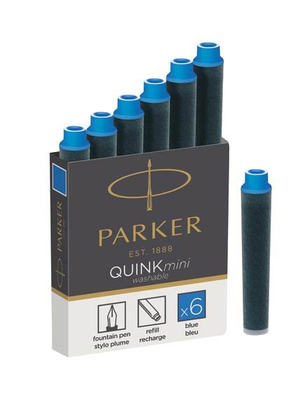 PARKER QUINK mini naboje do pióra wiecznego, niebieskie, 5 szt.