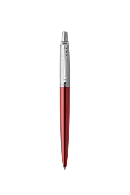 Parker Jotter długopis Kensington Red, czerwony, końcówka medium, niebieski tusz, opakowanie prezentowe