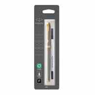 PARKER IM pióro kulkowe Brushed Metal GT, szczotkowany metal ze złotymi wykończeniami, końcówka fine, czarny atrament, typu blister