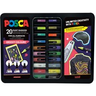 ZESTAW MARKERÓW MIX KOLORÓW  GROOVY , 20 SZTUK W METALOWYM ETUI, POSCA