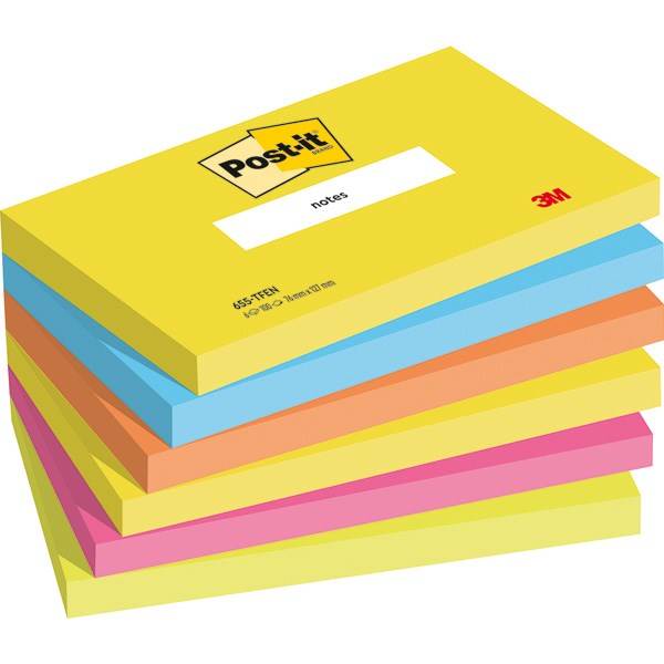 Bloczek samoprzylepny POST-IT® (655-TFEN), 127x76mm, 6x100 kart., paleta energetyczna