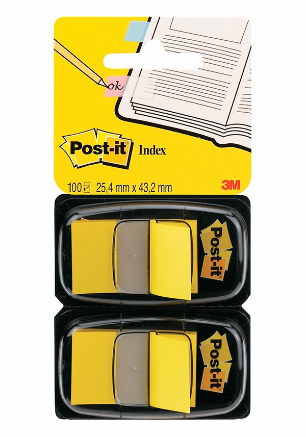 Zakładki indeksujące POST-IT® (680-Y2EU), PP, 25,4x43,2mm, 2x50 kart., żółte