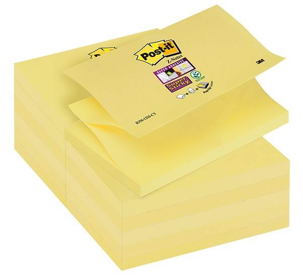 Bloczek samoprzylepny POST-IT® Super sticky Z-Notes (R350-12SS-CY), 127x76mm, 1x90 kart., żółty