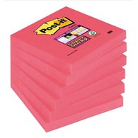 Bloczek samoprzylepny POST-IT® Super Sticky (654-6SS-PO), 76x76mm, 1x90 kart., czerwień