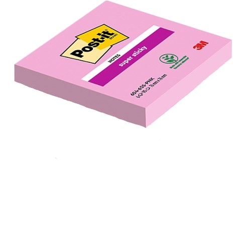 Bloczek samoprzylepny POST-IT® Super Sticky (654-6SS-PO), 76x76mm, 1x90 kart., różowe