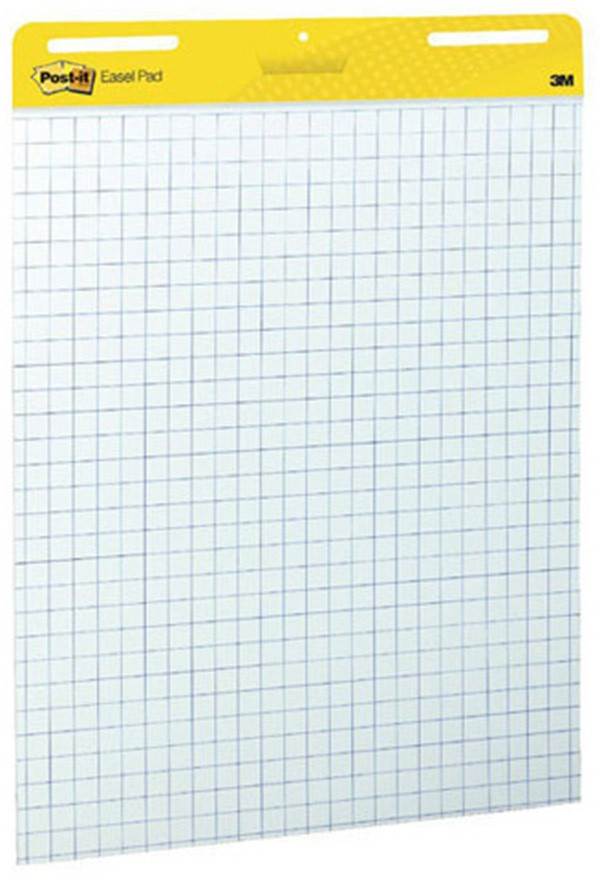 Samoprzylepne arkusze konferencyjne Post-it® Super Sticky, na flipchart, 63,5x76,2cm, w kratkę do wykresów, 30 kart., białe