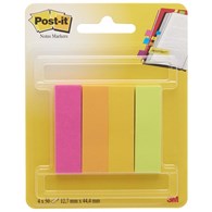Znaczniki POST-IT® (670-4CA-EU), papier, 12,7x44,4mm, 4x50 kart., zawieszka, mix kolorów