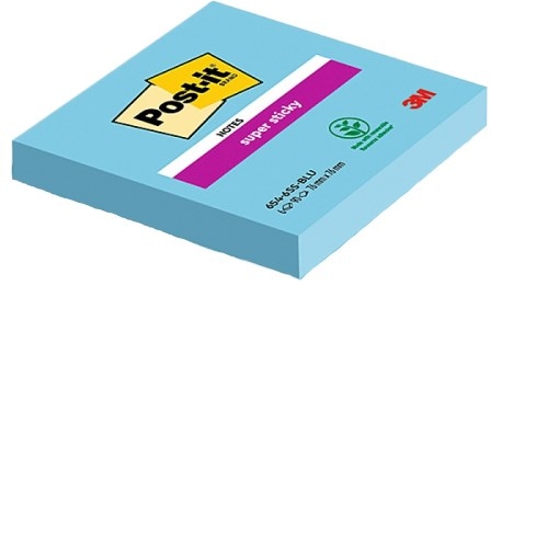 Bloczek samoprzylepny POST-IT® Super Sticky (654-6SS-EB), 76x76mm, 1x90 kart., elektryczny błękit