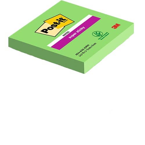 Bloczek samoprzylepny POST-IT® Super Sticky (654-6SS-AW), 76x76mm, 1x90 kart., zielony