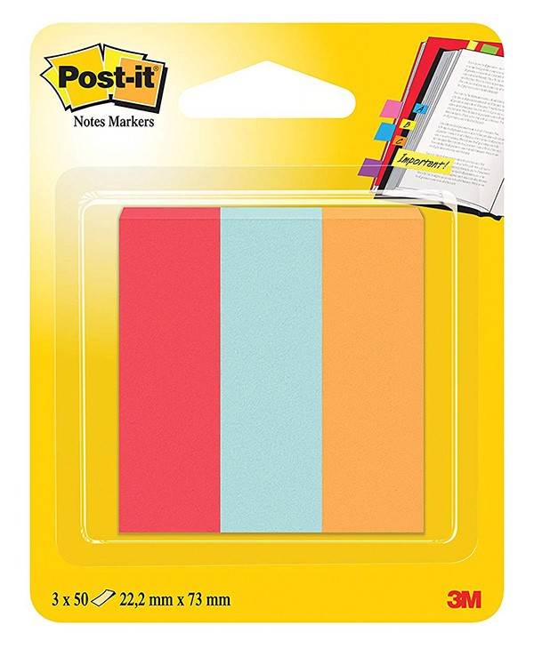 Zakładki indeksujące POST-IT® (671-PBO), papier, 22,2x73mm, 3x50 kart., mix kolorów