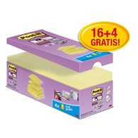 Bloczek samoprzylepny POST-IT® Super sticky Z-Notes (R330-SSCY-VP20), 76x76mm, 16x90 kart., zółty, 4 bloczki gratis