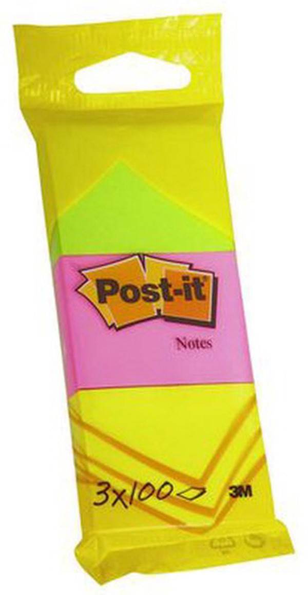 Bloczki samoprzylepne POST-IT® (6812) zawieszka, 38x51mm, 3x100 kart., mix kolorów