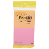 Bloczek samoprzylepny POST-IT® (6720-PO), 76x63,5mm, 2x75 kart., zawieszka, pomarańczowo-różowy