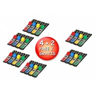 Zestaw promocyjny zakładek POST-IT® (683-4), PP, 11,9x43,2mm, 4+2x35 kart., mix kolorów, 2 GRATIS