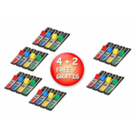 Zestaw promocyjny zakładek POST-IT® (683-4), PP, 11,9x43,2mm, 4+2x35 kart., mix kolorów, 2 GRATIS