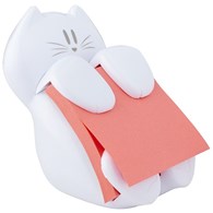 Podajnik do bloczków samoprzylepnych POST-IT® Kotek (CAT-330), biały, w zestawie 1 bloczek Super Sticky Z-Notes