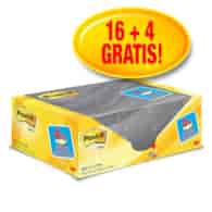 Bloczek samoprzylepny POST-IT® (655CY-VP20), 127x76mm, 20x100 kart., żółte, 4 bloczki GRATIS