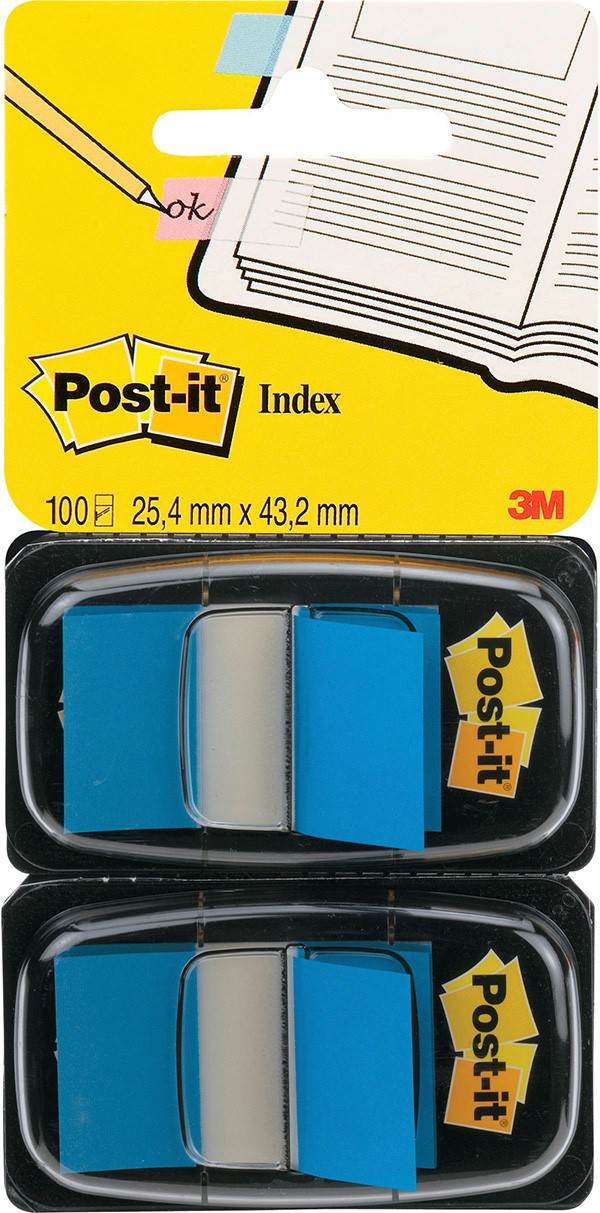 Zakładki indeksujące POST-IT® (680-B2EU), PP, 25,4x43,2mm, 2x50 kart., niebieskie