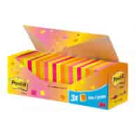 Bloczek samoprzylepny POST-IT® (654-NP24), 76x76mm, 21+3x100 kart., mix kolorów, 3 bloczki GRATIS