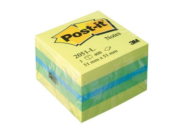 Mini Kostka samoprzylepna POST-IT® (2051L), 51x51mm, 1x400 kart., cytrynowa