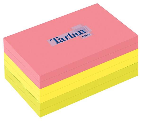Bloczek samoprzylepny TARTAN™ (12776-N), 127x76mm, 6x100 kart., mix kolorów