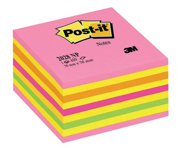 Kostka samoprzylepna POST-IT® (2028-NP), 76x76mm, 1x450 kart., cukierkowa różowa