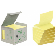 Ekologiczne karteczki samoprzylepne Post-it® Z-Notes (R330-1B), 76x76mm, 6 bl. x 100 kart., żółte
