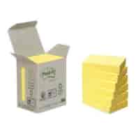Karteczki samoprzylepne Post-it® (653-1B), ekologiczne, 38x51mm, 6x100 kart., żółte