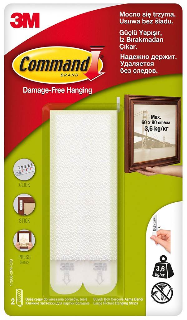 Rzepy COMMAND™ (17206 PL), do wieszania obrazów, duże, 2 szt., białe