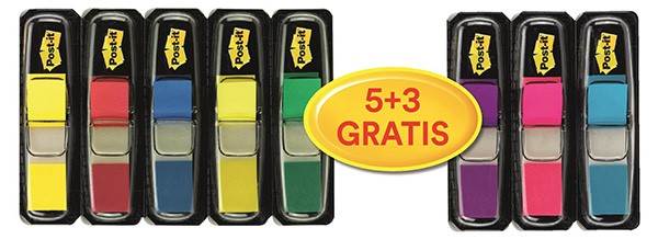 Zakładki indeksujące Post-it® (683-P5+3), zestaw promocyjny, 5x35 11,9x43,1mm + 3x35 GRATIS, mix kolorów
