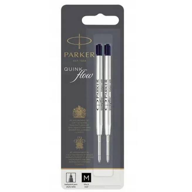 PARKER QUINKflow wkłady do długopisu, końcówka medium, czarne, 2 szt.