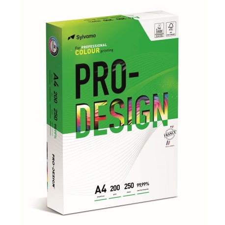 Papier ksero PRO-DESIGN FSC, satynowany, klasa A++, A4, 168CIE, 200gsm, 250 ark.