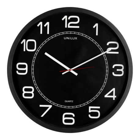 ZEGAR UNILUX MEGA, 57,5 CM O CZARNY, WIDOCZNOŚĆ DO 180 M + baterie