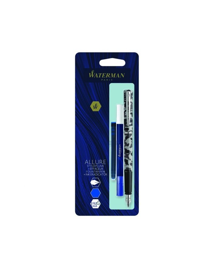 WATERMAN ALLURE PASTEL KAMUFLAŻ Z WYMAZYWACZEM I NABOJEM WIECZNE PIÓRO (F) + WYMAZYWACZ DO ATRAMENTU + DŁUGI NABÓJ BL
