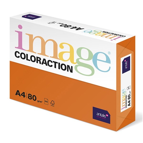 Papier kserograficzny Coloraction, Amsterdam, A4, 80 g/m2, ceglasty pomarańczowy, 500 arkuszy