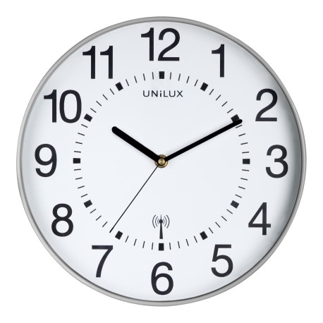 ZEGAR UNILUX WAVE, 30 CM O METALICZNY SZARY + baterie