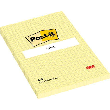 Bloczek samoprzylepny POST-IT® w kratkę (662), 102x152mm, 1x100 kart., żółty