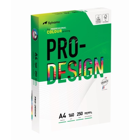 Papier ksero PRO-DESIGN FSC, satynowany, klasa A++, A4, 168CIE, 160gsm, 250 ark.