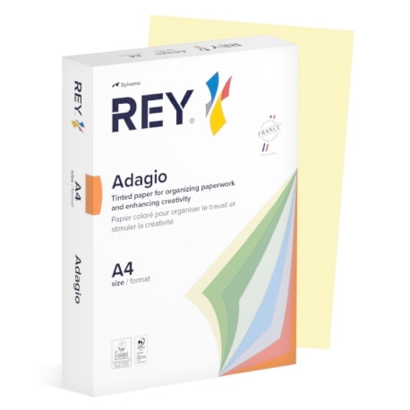 Papier ksero REY ADAGIO, A4, 80gsm, 49 żółty kanarkowy pastel *RYADA080X423 R200, 500 ark.