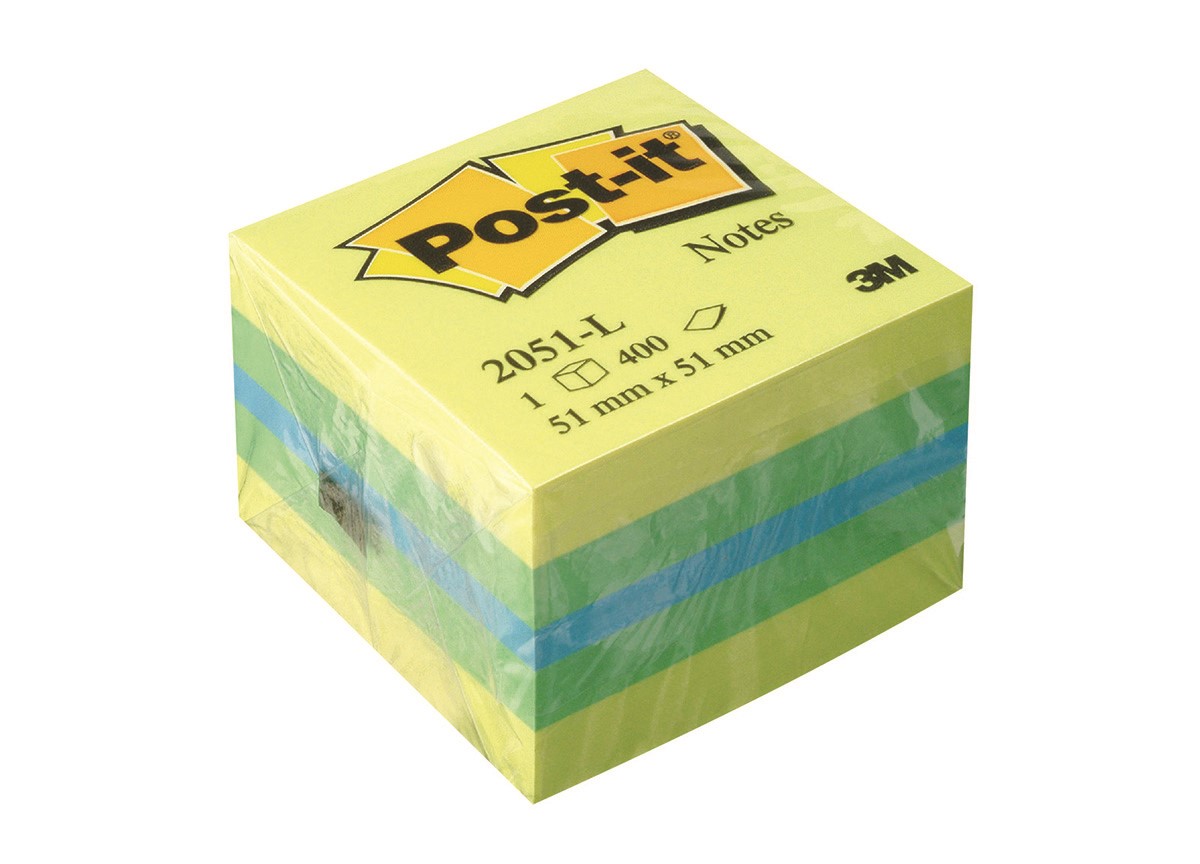 Mini Kostka samoprzylepna POST-IT® (2051L), 51x51mm, 1x400 kart., cytrynowa