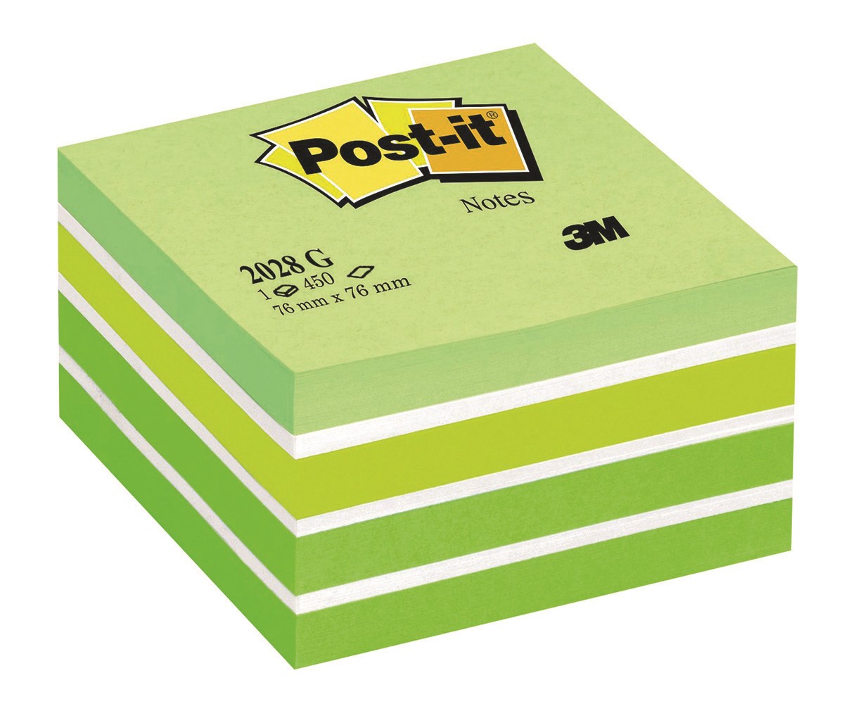 Kostka samoprzylepna POST-IT® (2028-G), 76x76mm, 1x450 kart., zielona