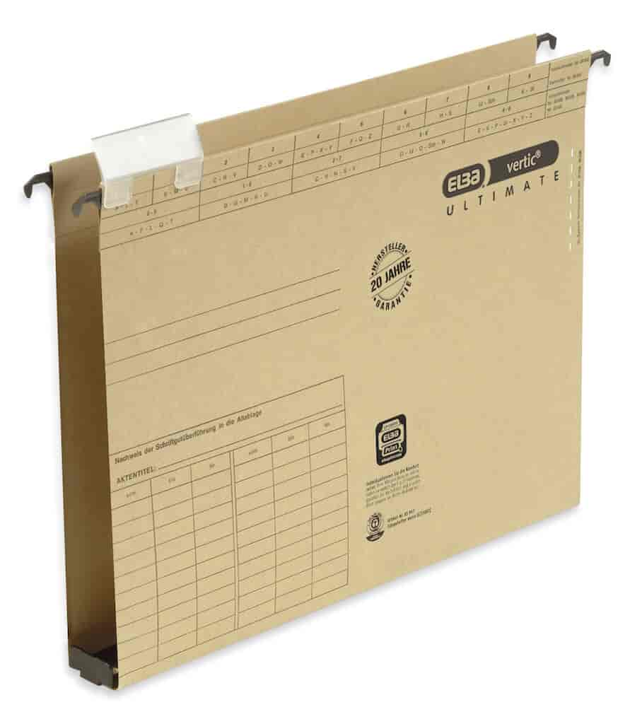 Elba Vertic Ultimate Hangmap A4 V-Bodem tas Karton Zijkant Dicht bruin